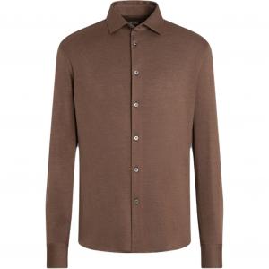 Рубашка Zegna из смеси кашемира и шелка Ermenegildo Zegna, коричневый