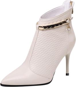 Generic Женские ботильоны на каблуке-стилетто, модные ботинки с молнией в британском стиле, изящные остроконечные туфли на высоком каблуке, модные походные ботинки, подарок на свадьбу (черные, 34 EU)