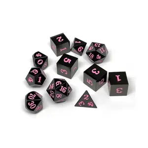 Gun Metal с розовым (11), Dice - Metal 11 Piece Poly Sets (Easy Roller Dice)