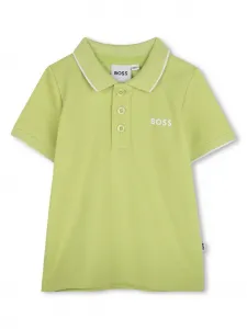 Рубашка поло с вышитым логотипом BOSS Kidswear, зеленый