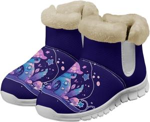 Женские зимние ботинки JoyLamoria Red Mushroom Moon с красным грибным узором, утепленные, с меховой подкладкой, на липучке, легкие, до середины голени, для прогулок на открытом воздухе