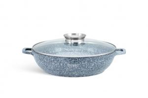 Плоская кастрюля, широкая кастрюля 5,5 л / 32 см, стеклянная крышка с каменным покрытием, серая Sonstige, серый