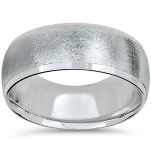 Мужское обручальное кольцо из 14-каратного белого золота, 8 мм, скошенная форма, размер кисти на выбор Pompeii2, 14K White Gold