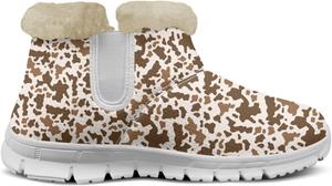 Женские зимние ботинки на снег Теплые пушистые ботильоны для дома Без застежки Мягкие Нескользящие Легкие Ботинки для ходьбы и бега для женщин размер US 6-12 Fuxowvby, Leopard Print