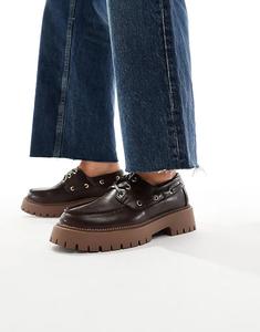 Туфли-лодочки SEQWL Exton на толстой подошве из нубука коричневого цвета