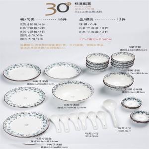 Ceramics Набор подглазурных красок Midailei, чернильная подглазурная посуда для дома, керамические чаши и палочки для новоселья, Lan Zhi 30 предметов (подарочный набор)