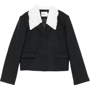 Куртка с вышивкой на воротнике Self-portrait, черный