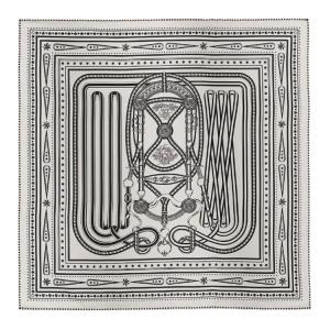 HERMES Шелковый платок Original Design для женщин, белый/черный