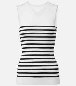 Топ Renato из шерстяной смеси в полоску Khaite, Pearl/Black