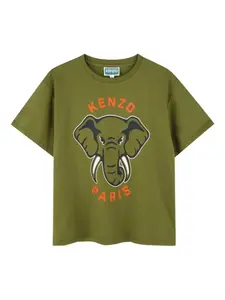 Футболка с графичным принтом Kenzo Kids, зеленый