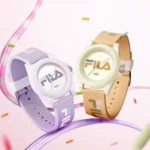 Часы женские кварцевые на силиконовом ремешке с белым циферблатом FILA, [twiсветло-mountain фиолетовый]-6568-008
