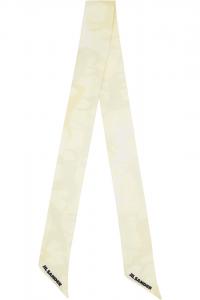 Jil Sander Шелковый шарф цвета слоновой кости с принтом