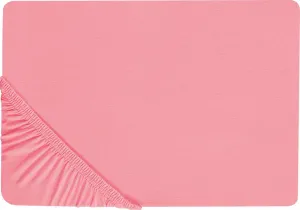 Простыня на резинке BELIANI, кораллово-красный хлопок, 180 x 200 см, с высоким карманом на резинке, высота кармана 30 см, современный, для матраса, аксессуар для мебели для спальни Beliani