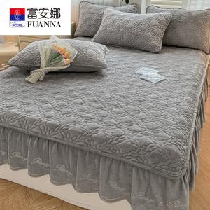 Fuanna Простыня на резинке из велюра 180х200 см, утепленная, цвет Maiwei Gray