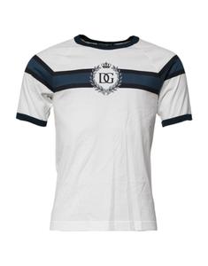 Белая хлопковая мужская футболка с круглым вырезом и принтом логотипа Dolce & Gabbana