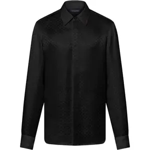Louis Vuitton Мужская рубашка, черные, с острым воротником, средней высоты