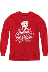 Футболка с длинным рукавом Merry Tweety из Looney Tunes для детей Gildan, красный