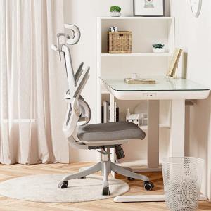 SIHOO M59DSA набор с ковриком: эргономичное кресло для офиса, учебы и игр, серое хлопковое сиденье, регулируемые подлокотники и высота