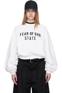 Fear Of God Essentials Белая флисовая толстовка с рукавами реглан и круглым вырезом