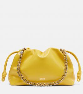 Средний кожаный клатч Flamenco Loewe, желтый