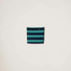 Полосатый джерси-топ MIU MIU, бильярдный зеленый/синий