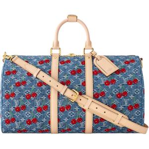 Сумка Takashi Murakami Cherry Keepall Bandouliere 45 джинсовая монограмма LOUIS VUITTON, Gift Set(Set+Box+Shopping Bag)