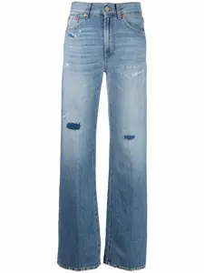Джинсы широкого кроя с эффектом потертости Dondup, синий