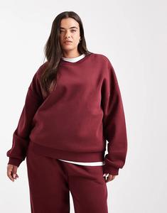 Толстовка свободного кроя ASOS DESIGN Curve с начесом сзади и регланами бордового цвета