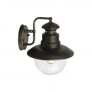 Настенный уличный светильник ARTU E27, высота 26 см, E27 макс. 60 Вт, металл, подвесной, черно-золотой, рустикальный Brilliant, черный