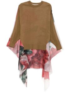 Undercover свитер со вставками из ткани жоржетт, коричневый