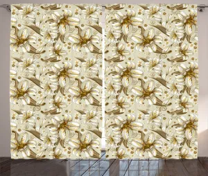 Штора ABAKUHAUS Floral Rustic с цветочным рисунком, цветущие лепестки, универсальная ленточная штора для гостиной с петлями и крючками, 280 x 225 см, цвет: белый, желтый, бежевый Abakuhaus