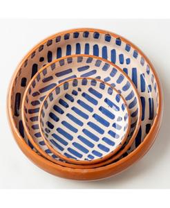 Verve Culture Набор из 3 керамических тарелок, складывающихся одна в другую, в синюю полоску