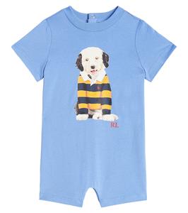 Детский комбинезон из хлопка с принтом Polo Ralph Lauren Kids, Harbor Island Blue