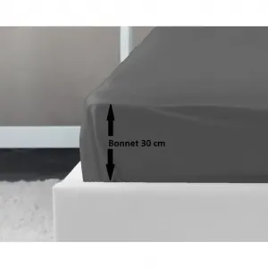 Простыня на резинке , 100% хлопок, 180x200x30 см, темно-серая LOVELY HOME