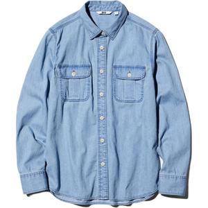 UNIQLO Женская рубашка розовая/голубая