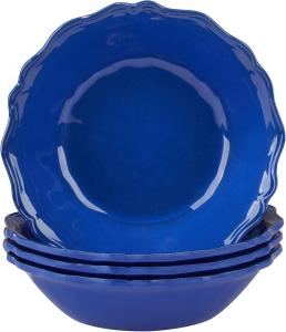 Набор Isabella Blue Melamine из 4 универсальных мисок для салатов, пасты, супов и хлопьев - легкая небьющаяся посуда для кемпинга, дома и улицы Certified International, синий