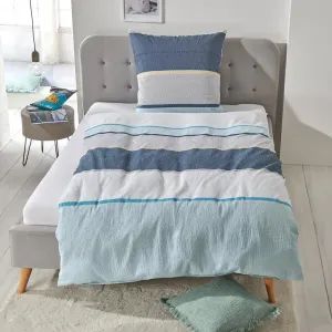 Постельное белье Dream Sleep Seersucker Hamburg Blue 155x220 см + 80x80 см Traumschlaf
