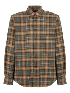 Клетчатая рубашка с длинными рукавами Slowear, коричневый