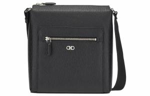 Феррагамо GANCINI Кожаный рюкзак через плечо, поясная сумка Мужская черная