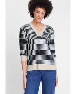 Женский хлопковый пуловер в британскую полоску Olsen, True navy