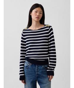 (W) Свитер свободного кроя с вырезом-лодочкой, 100% хлопок.