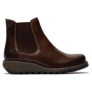 SALV195 - женские кожаные ботинки Chelsea на клиновидном каблуке FLY London, коричневый