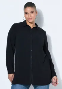 Блузка прямого кроя с точечным рисунком, длинными рукавами и пуговицами. Studio Untold, Black