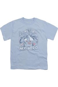 Футболка с коротким рукавом для детей "Супермен - мой герой" Gildan, светло-голубой