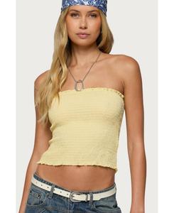 Женский топ без бретелей Emmet с присборенной талией Edikted, Yellow