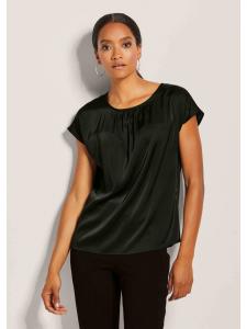 MADELEINE Элегантная атласная блузка А-силуэта черного цвета