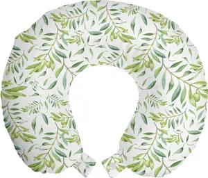 Подушка для шеи ABAKUHAUS Green Leaf, оливковое дерево, дорожная подушка из пеноматериала для самолета и автомобиля, 30x30 см, цвет авокадо Abakuhaus