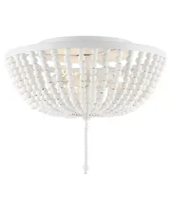 Allison 15" 3-ламповый светодиодный светильник в стиле шебби-шик, врезной, с деревянными бусинами и металлом, белый Jonathan Y, white