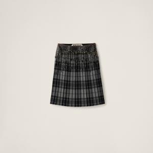 Вышитая юбка в клетку MIU MIU, серый/дымчатый