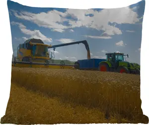 Подушка для улицы - Трактор - Ферма - Сельская жизнь - Урожай - Зерно - 60 x 60 см - Устойчива к погодным условиям - Подушка для отдыха - Декор - Подушка для сна MuchoWow